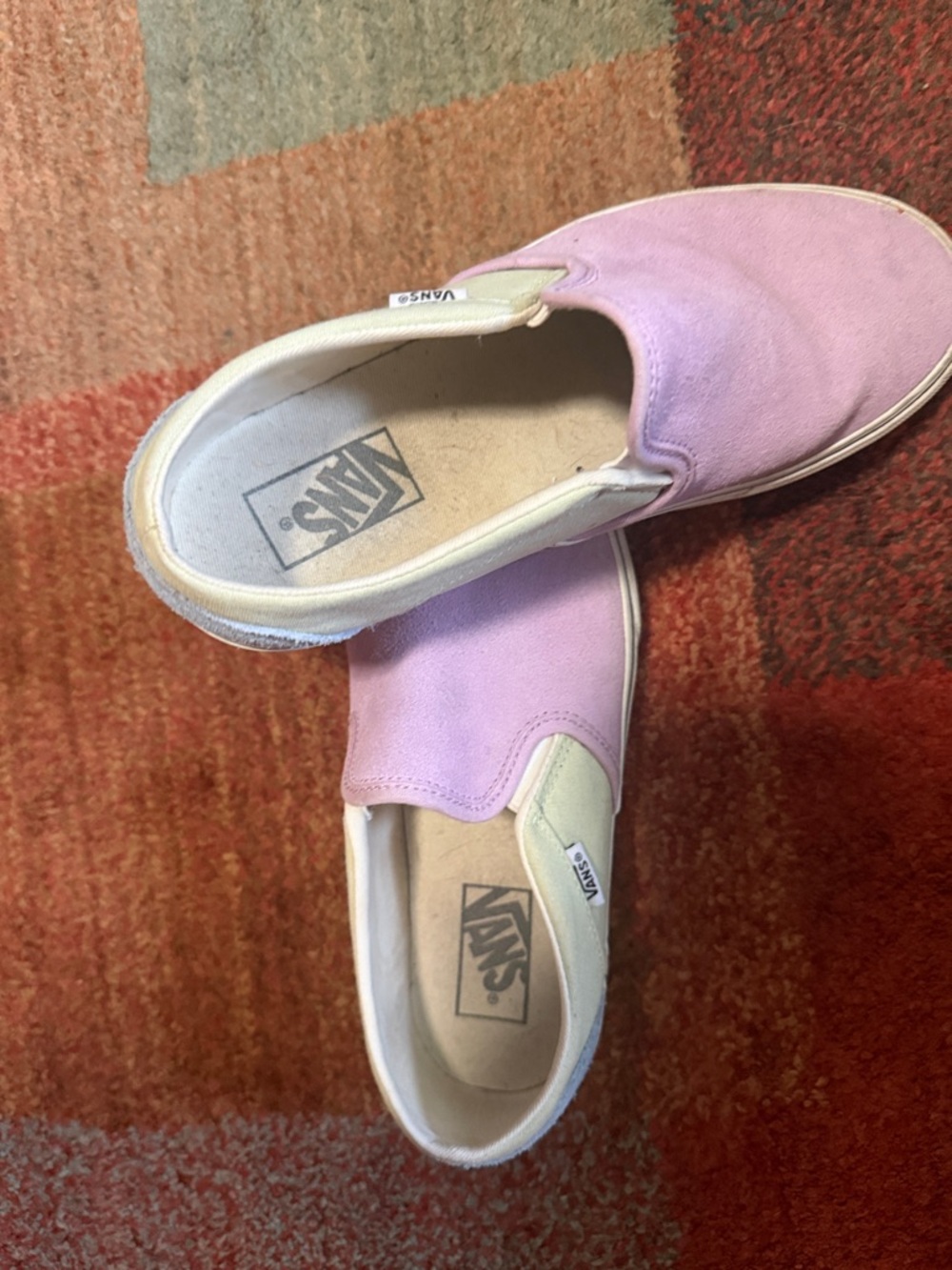 Vans Slip-On Sneakers in Light Purple and White